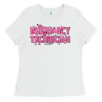 White Breast Cancer Pharmacy Technician Ladies Tee - texasbilliewilder