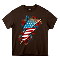 Chocolate Brown American lightning bolt Heavy Core Tee - Neo Western
