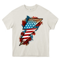 Cream American lightning bolt Heavy Core Tee - Neo Western