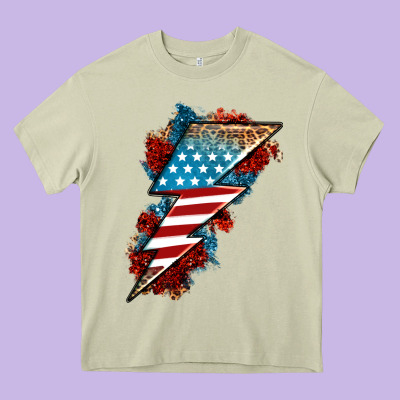 American Lightning Bolt Heavy Core Tee Designed By Neo Western