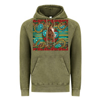 Vintage Olive western horse horseshoe roses gemstones glitter wooden Vintage Hoodie - Artiststas