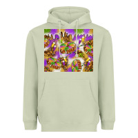 Matcha Mardi Gras with king cake Heavyweight Hoodie - NancyCooperArtShop