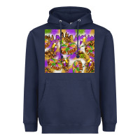 Navy Mardi Gras with king cake Heavyweight Hoodie - NancyCooperArtShop