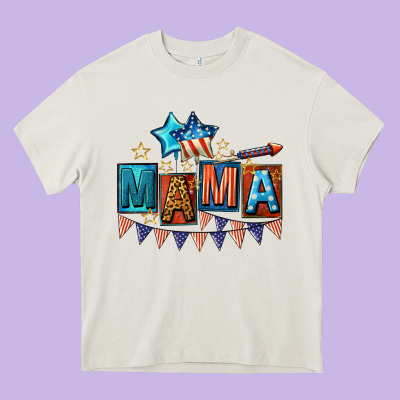 All American Mama 4th Of July Heavy Core Tee Designed By Cowgirlartshop