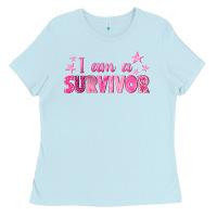 Baby Blue I Am a Survivor Breast Cancer Ladies Tee - texasbilliewilder