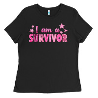 Black I Am a Survivor Breast Cancer Ladies Tee - texasbilliewilder