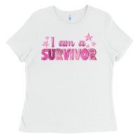 White I Am a Survivor Breast Cancer Ladies Tee - texasbilliewilder