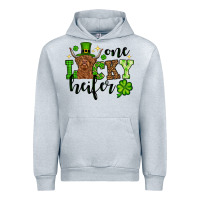 Heather Grey St. Patrick's Day One lucky Heifer Urban Hoodie - OliviaCreatesArt