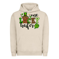 Pigment French Oak St. Patrick's Day One lucky Heifer Urban Hoodie - OliviaCreatesArt