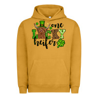 Pigment Peanut Butter St. Patrick's Day One lucky Heifer Urban Hoodie - OliviaCreatesArt