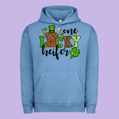 St. Patrick's Day One Lucky Heifer Urban Hoodie Designed By Oliviacreatesart