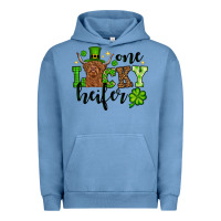 Pigment Pebble Blue St. Patrick's Day One lucky Heifer Urban Hoodie - OliviaCreatesArt