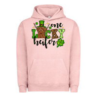 Pigment Salmon St. Patrick's Day One lucky Heifer Urban Hoodie - OliviaCreatesArt