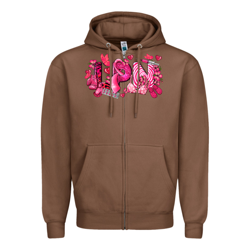 Lpn Breast Cancer Certified Nursing Assistant Zipper Hoodie by LillyAllenDesigns | Teevron