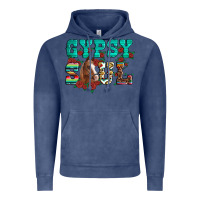 Vintage Denim western gypsy soul horse roses serape aztec leopard Vintage Hoodie - Artiststas