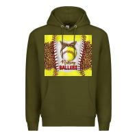 Army Green raising ballers with baseball and softball leopard tumbler tbs Premium Hoodie - TumblerDesignByShophia