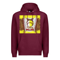 Burgundy raising ballers with baseball and softball leopard tumbler tbs Premium Hoodie - TumblerDesignByShophia