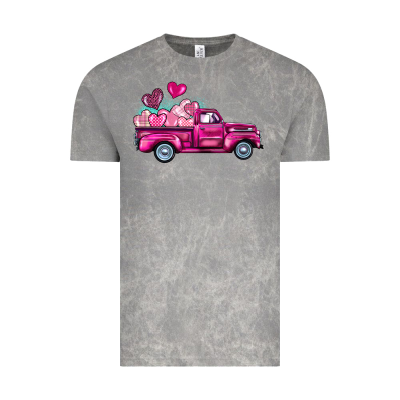 Valentine's Day Pink Truck Vintage Tee by BarkalooDesign | Teevron