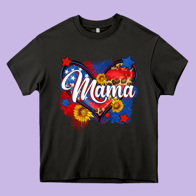 American Mama Heart Heavy Core Tee Designed By Neo Western