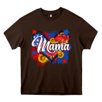 Chocolate Brown American mama heart Heavy Core Tee - Neo Western