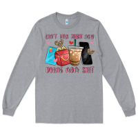 Heather Grey can't talk right now doing mom shit Long Sleeve Tee - MaliasSmallBusiness
