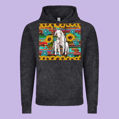 Goats Mom And Baby Sunflowers Gemstones Serape Leopard Glitter Wooden Vintage Hoodie Designed By Artiststas
