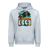 Heather Grey Easter Day Monster truck crushing eggs Urban Hoodie - OliviaCreatesArt