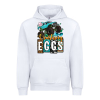 White Easter Day Monster truck crushing eggs Urban Hoodie - OliviaCreatesArt