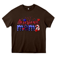 Chocolate Brown American Mama 4th of july Heavy Core Tee - CowGirlArtShop