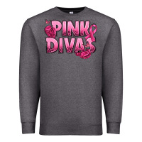 Charcoal Heather Pink Divas Breast Cancer Premium Sweatshirt - NancyCooperArtShop