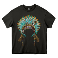 Asphalt native american headdress turquise Heavy Core Tee - BarkalooDesign