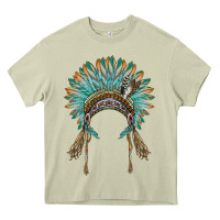 Mossy native american headdress turquise Heavy Core Tee - BarkalooDesign
