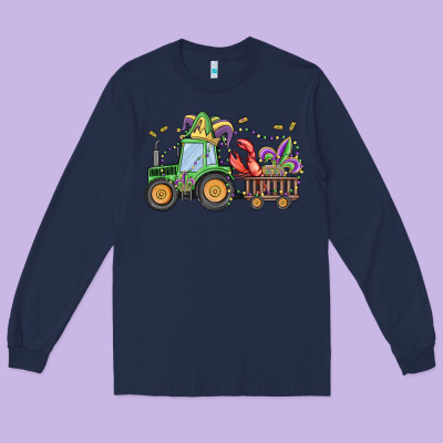 Mardi Gras Tractor Long Sleeve Tee Designed By Maliassmallbusiness