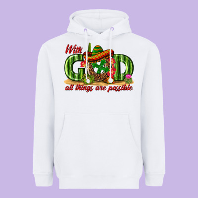 With God All Things Are Possible Mexico Heavyweight Hoodie Designed By Texasbilliewilder