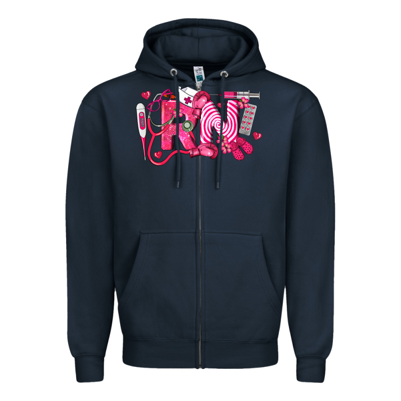Rn Breast Cancer Registered Nurse Zipper Hoodie by LillyAllenDesigns | Teevron