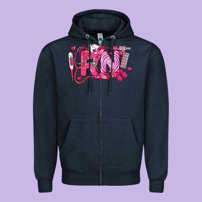 Rn Breast Cancer Registered Nurse Zipper Hoodie Designed By Lillyallendesigns
