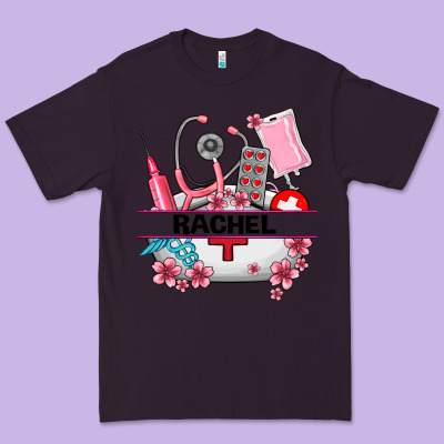 Costom Name Nurse Hat And Elements Premium Tee Designed By Adodesignshop