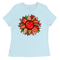Baby Blue strawberry sunflower Ladies Tee - Zillion Design Studio