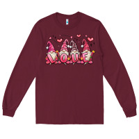 Burgundy love gnomes valentine's day Long Sleeve Tee - MaliasSmallBusiness