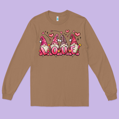 Love Gnomes Valentine's Day Long Sleeve Tee Designed By Maliassmallbusiness