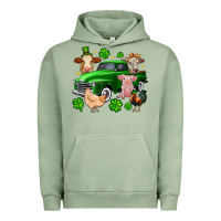 Pigment Oil Green St. Patrick's farm animal truck Urban Hoodie - OliviaCreatesArt