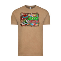 Vintage Coffee merry christmas western boots Vintage Tee - AdoDesignShop