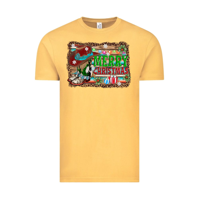 Merry Christmas Western Boots Vintage Tee by AdoDesignShop | Teevron