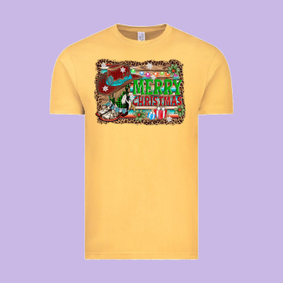 Merry Christmas Western Boots Vintage Tee Designed By Adodesignshop