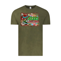 Vintage Olive merry christmas western boots Vintage Tee - AdoDesignShop