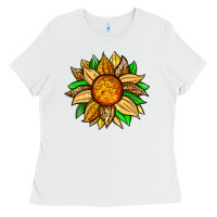 White pineapple sunflower Ladies Tee - Zillion Design Studio