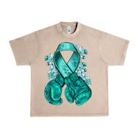 French Oak teal ribbon with boxing gloves Urban Heavy Tee - NancyCooperArtShop