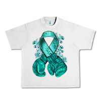 Lunar Rock teal ribbon with boxing gloves Urban Heavy Tee - NancyCooperArtShop