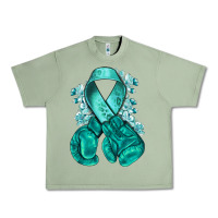 Oil Green teal ribbon with boxing gloves Urban Heavy Tee - NancyCooperArtShop