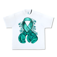 Teal Ribbon With Boxing Gloves Urban Heavy Tee | Teevron